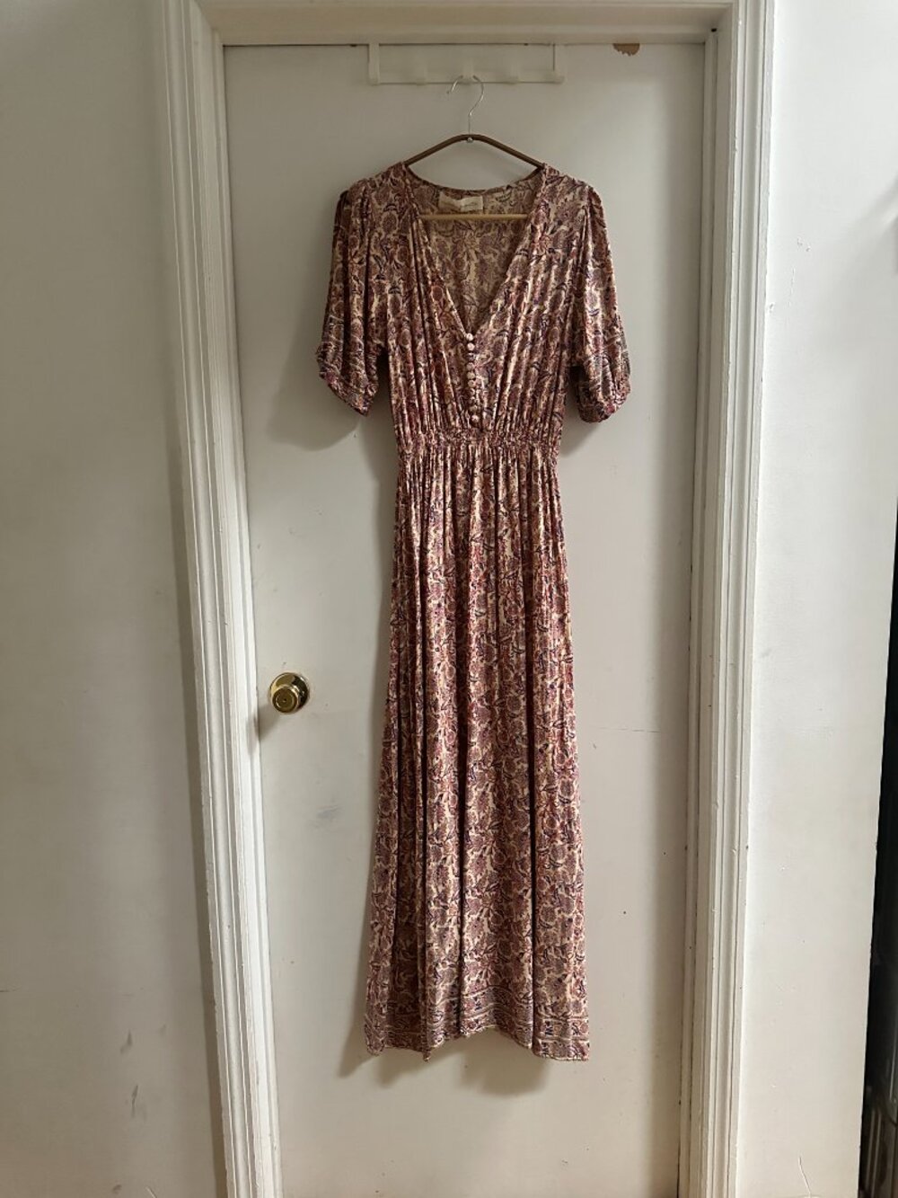 Natalie Martin Rayon Maxi Dress - Kalamkari Floral Print, Size M